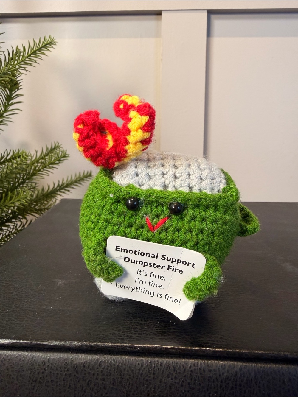 Crochet Emotional Support Dumpster Fire,Burning Trash Can,Emotional Support